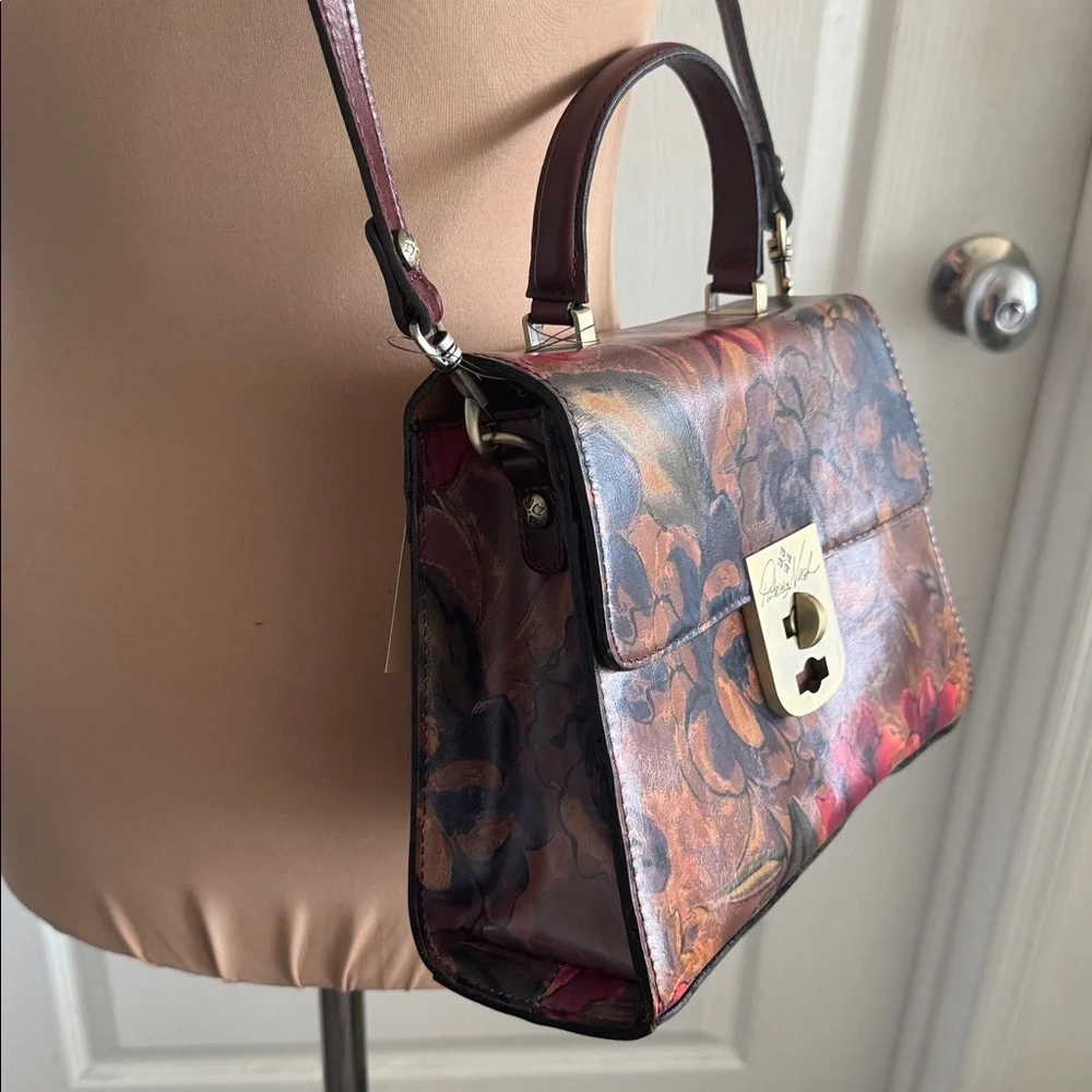 PATRICIA NASH Leather Chauny Top Handle Satchel Sienna Sunset Crossbody